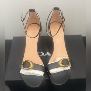 Coach Black Heels with Gold Accents
